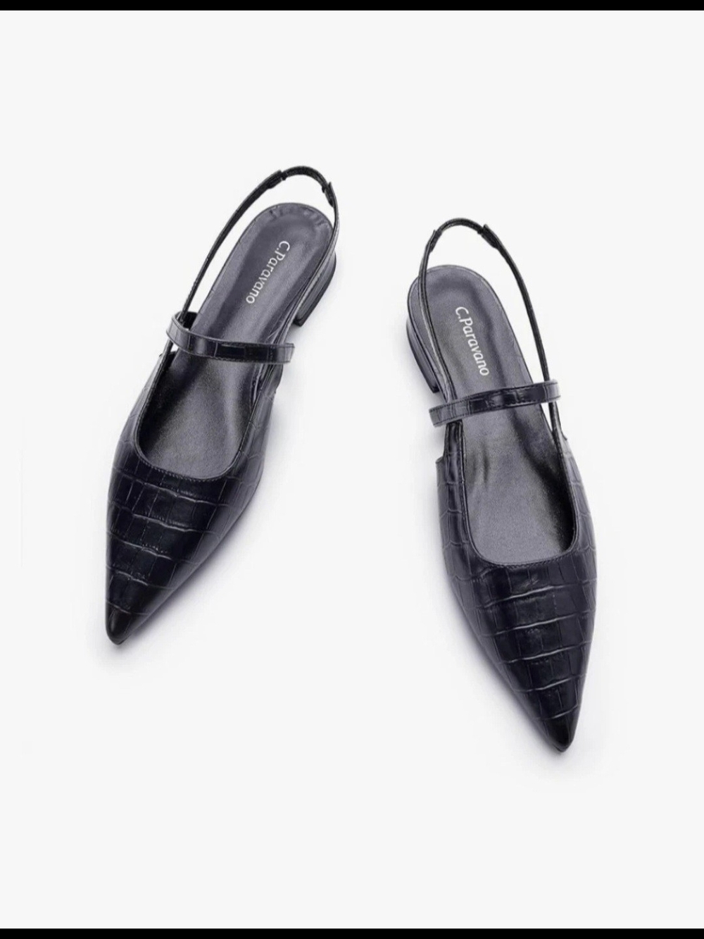 Women's Black Pointed Slingback Heels